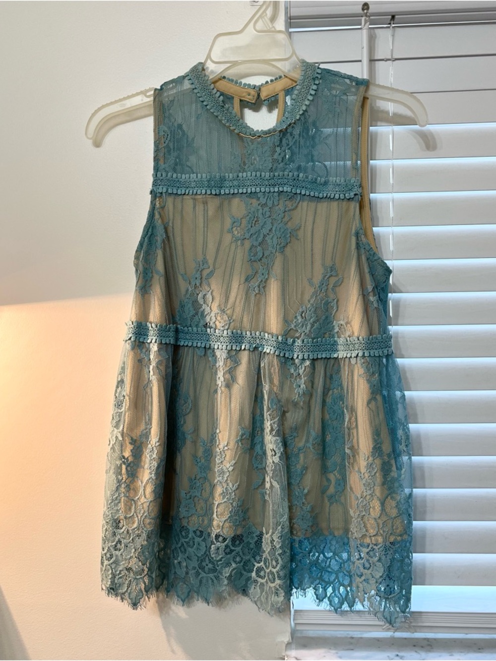 ANDREE BY UNIT Blue Lace Overlay Dress